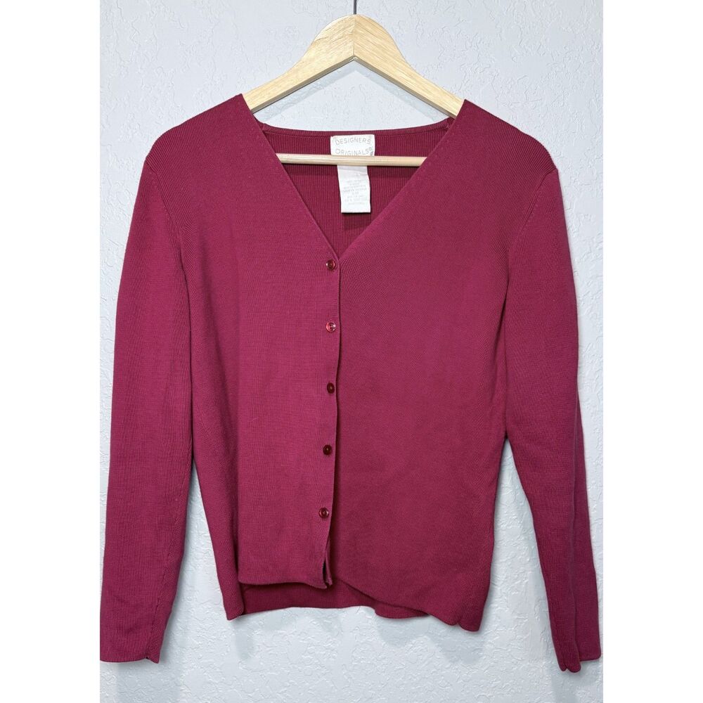 Designers Originals Cardigan S Red Cotton V Neck Sweater Preppy Coquette